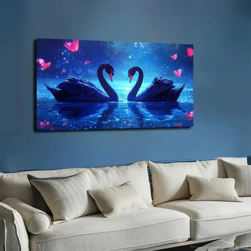 Dreamy Blue Sky & Stars Wall Art canvas office home room framed 120x60cm