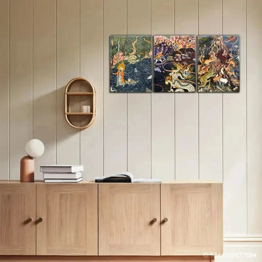 3pcs Elegant Space Visual Feast Decorative Metal Print Ready to Hang Art