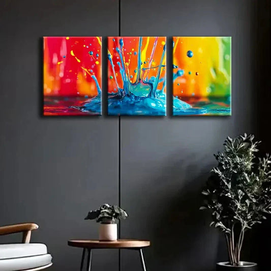 3pcs A Vibrant Explosion of Colors Perfect Wall Art Set Canvas Framed 40x60cm - High Quality Print 100% Australian Made Wall Canvas Ready to Hang
