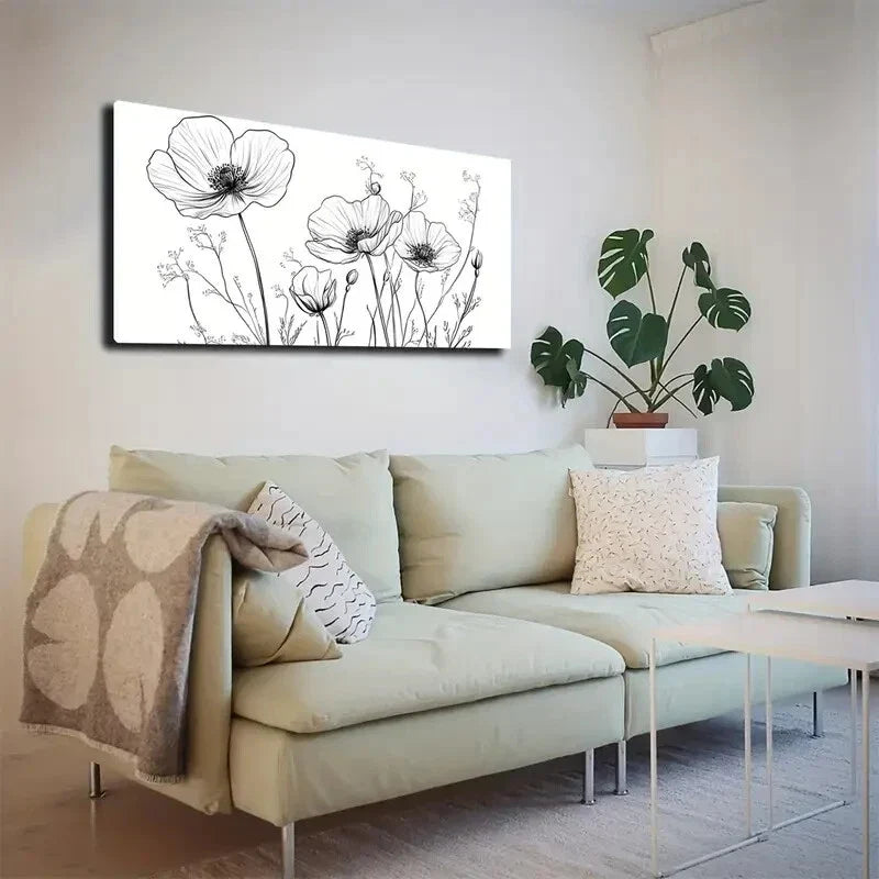 Minimalist Black and White Wall Art canvas office home room framed 120x60cm