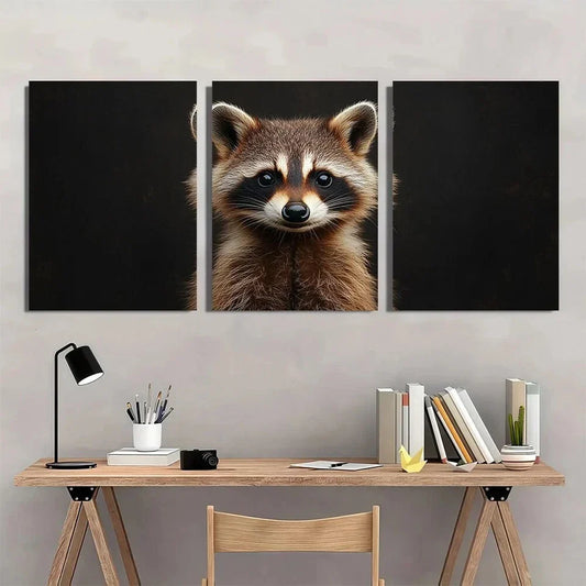 3pcs Modern Animal Theme Black and White Metal Print Ready to Hang Art