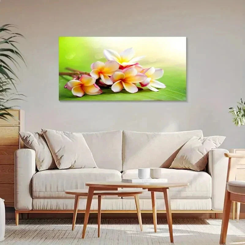 Pink & Yellow Flowers Floral Wall Art Canvas Office Home Room Framed 80x45cm