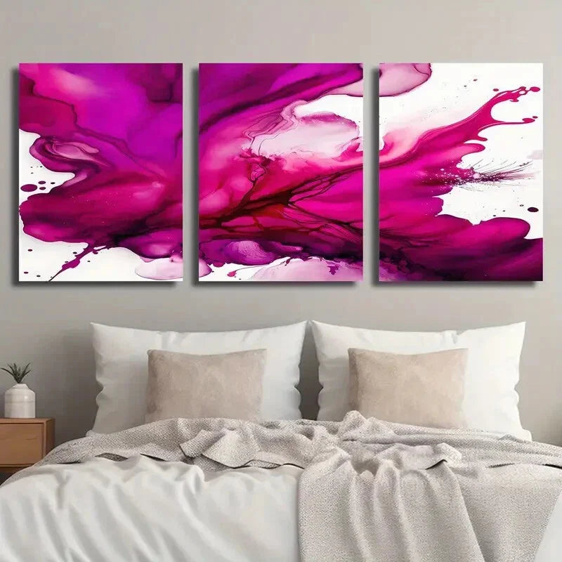 3pcs Abstract Red Fluid Painting Wall Art Set Canvas Framed 40x60cm - High Quality Print 100% Australian Made Wall Canvas Ready to Hang