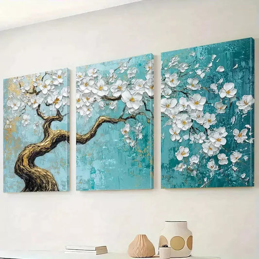 3pcs Classic Modern Landscape Cherry Blossom Wall Art Set Canvas Framed 40x60cm - High Quality Print 100% Australian Made Wall Canvas Ready to Hang