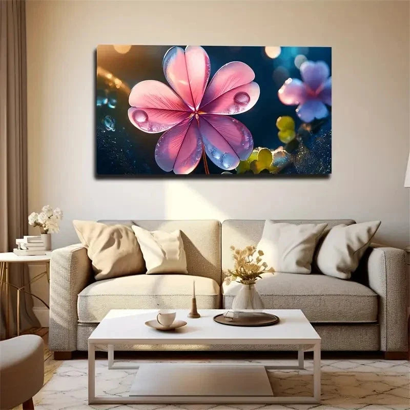 Water Droplet Detail Wall Art Canvas Office Home Room Framed 80x45cm