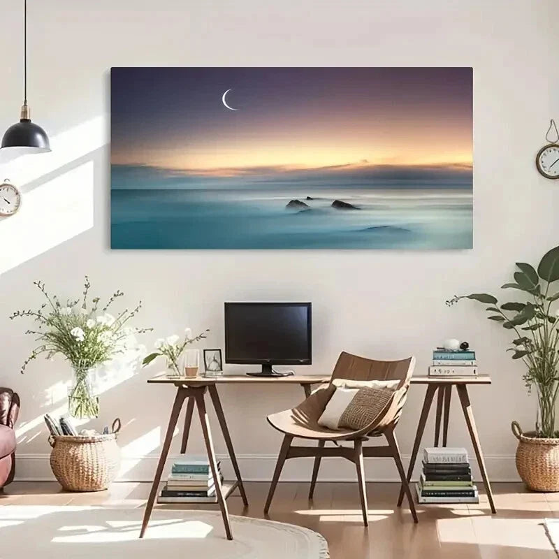 Natural Scenery Moon Artwork Wall Art Canvas Office Home Room Framed 120x60cm