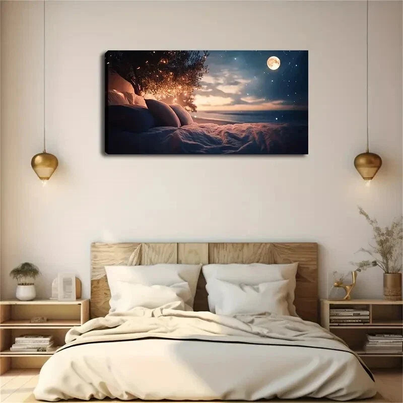 Realistic Starry Night Sky Wall Art Canvas Office Home Room Framed 120x60cm