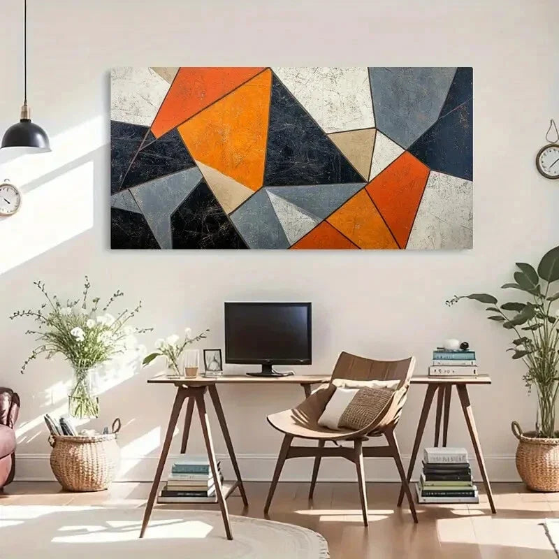 Abstract Color Block Geometric Wall Art Canvas Office Home Room Framed 120x60cm