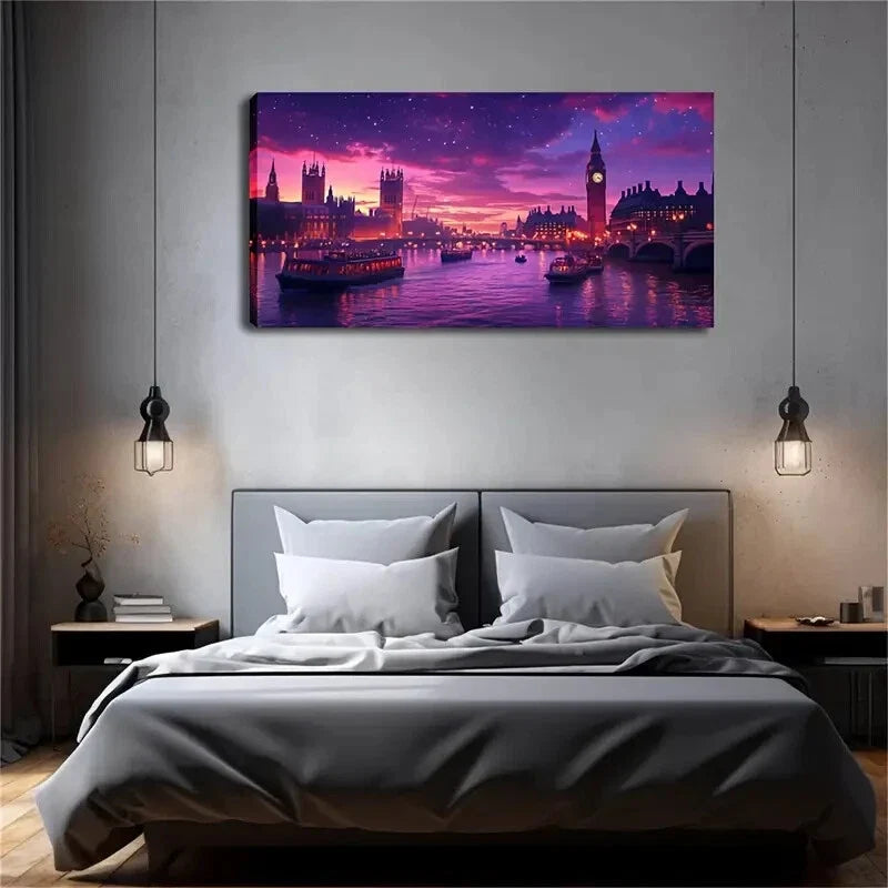 Sky Cityscape with High-Rise Wall Art Canvas Office Home Room Framed 120x60cm