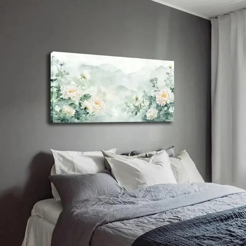 Blooming White Daisies Décor Wall Art Canvas Office Home Room Framed 120x60cm
