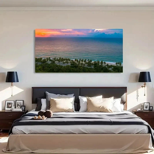Tropical Beach Seaside Décor Wall Art Canvas Office Home Room Framed 80x45cm
