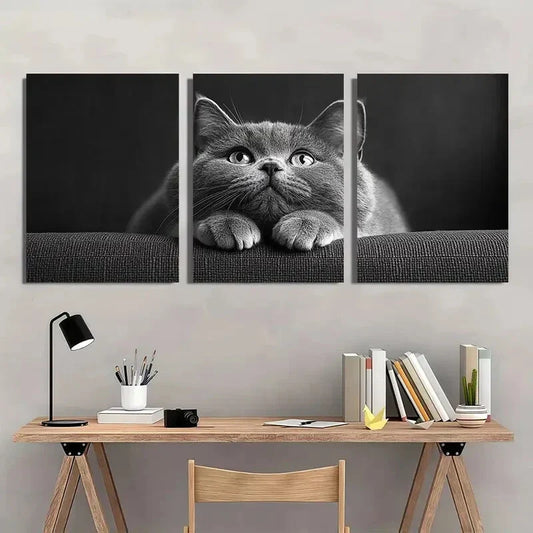 3pcs Modern Vintage Funny Cat Metal Print Ready to Hang Art