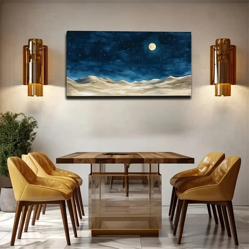 Quiet Desert Night Sky Space Wall Art Canvas Office Home Room Framed 120x60cm
