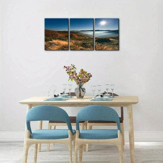 3pcs Serene Forest & Ocean Misty Mountain Metal Print Ready to Hang Art