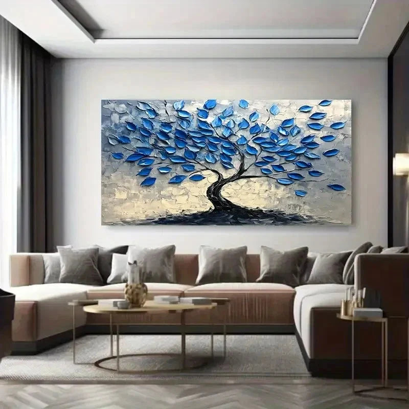 Minimalist Blue & Black Decor Wall Art Canvas Office Home Room Framed 120x60cm