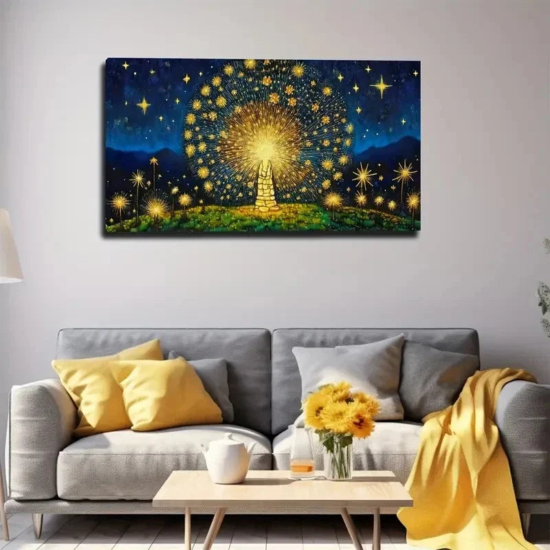 Romantic Starry Night Lands Wall Art Canvas Office Home Room Framed 120x60cm