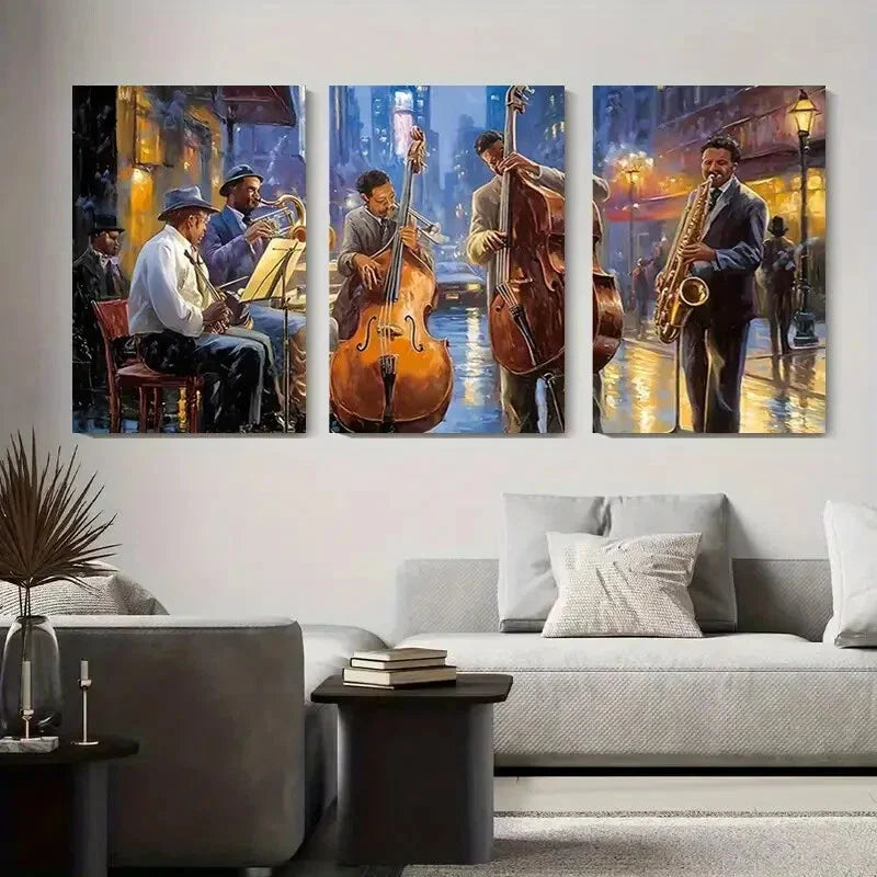 3pcs Vibrant Abstract Musical Band Modern Metal Print Ready to Hang Art