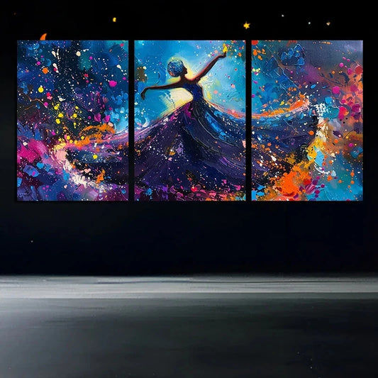3pcs Abstract Dancer Colorful Metal Print Ready to Hang Art