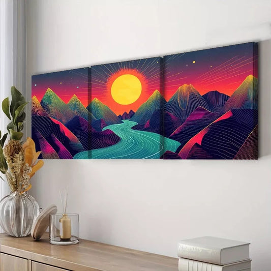 3pcs Vibrant Landscape Design Nature Wall Art Set Canvas Framed 40x60cm - High Quality Print 100% Australian Made Wall Canvas Ready to Hang