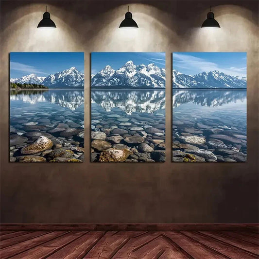 3pcs Mountain Reflective Nature Scenery Metal Print Ready to Hang Art