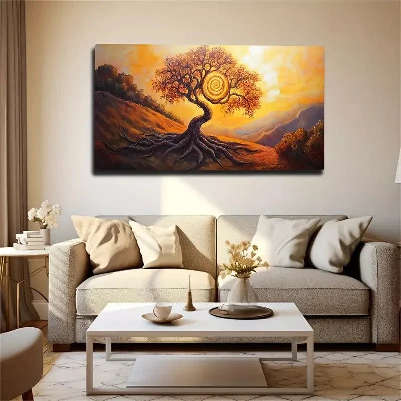 Vibrant Landscape Sunset Hues Wall Art Canvas Office Home Room Framed 120x60cm