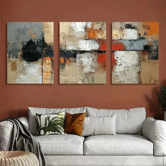 3pcs Abstract Geometric Art Triptych Metal Print Ready to Hang Art