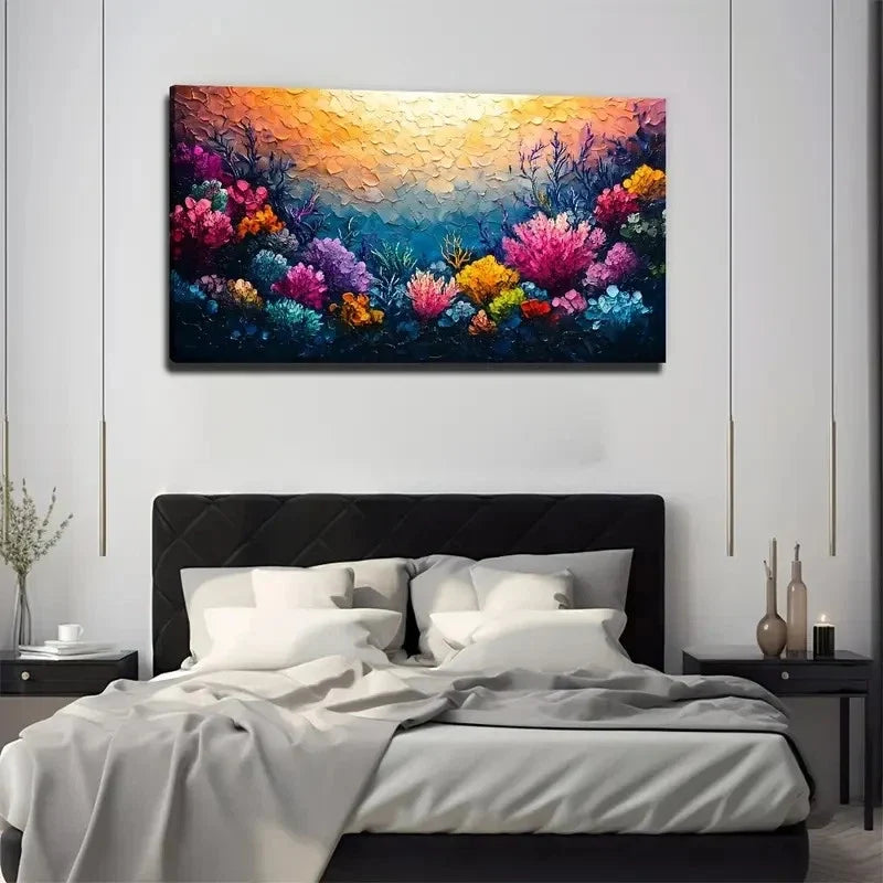 Modern Bohemian Coral Reef Wall Art Canvas Office Home Room Framed 80x45cm