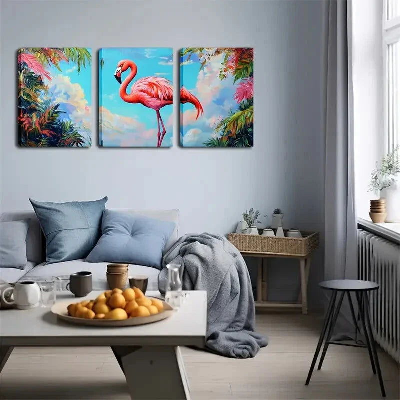 3pcs Soft Blue And Pink Sky Tropical Dream Style Wall Art Set Canvas Framed 40x60cm - High Quality Print 100% Australian Made Wall Canvas Ready to Hang