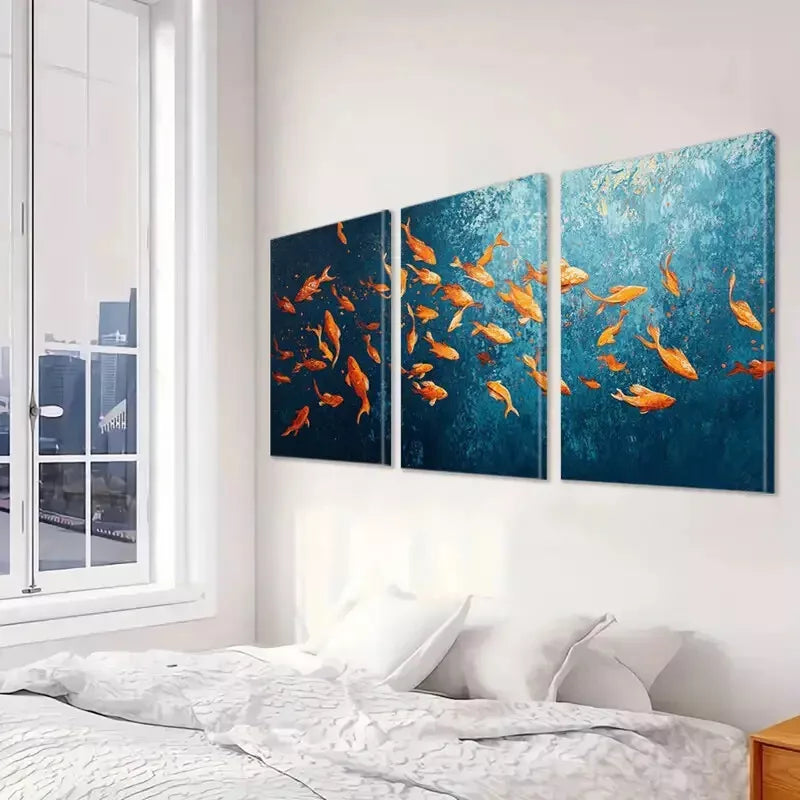 3pcs Underwater Fish Aesthetic Decorative Wall Art Set Canvas Framed 40x60cm - High Quality Print 100% Australian Made Wall Canvas Ready to Hang