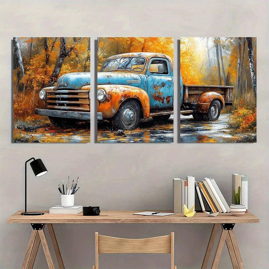 3pcs Small Truck Brushes Strokes Metal Print Ready to Hang Art