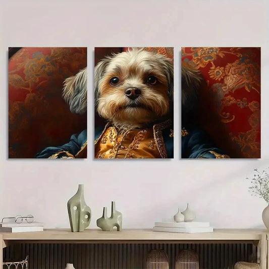 3pcs Lxurious Golden & Blue Renaissance Metal Print Ready to Hang Art