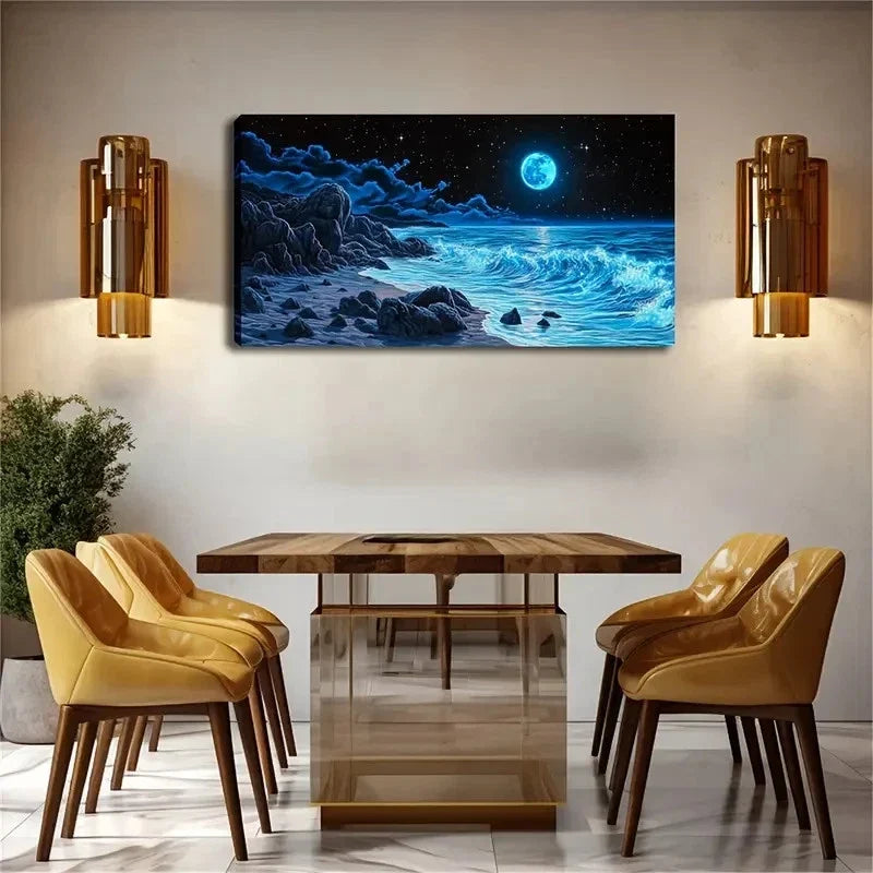 Waves Gently Crashing Beach Wall Art Canvas Office Home Room Framed 120x60cm