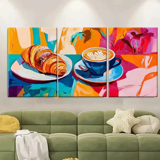 3pcs Colorful Contemporary Vibrant Coffee Metal Print Ready to Hang Art