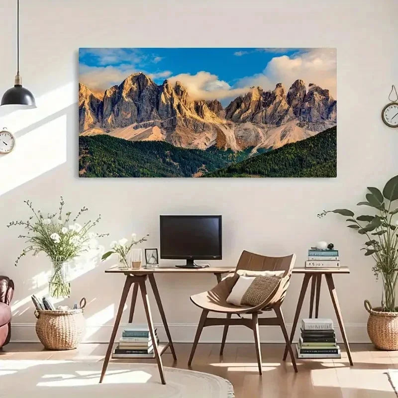 Italy Dolomites Mountains Land Wall Art Canvas Office Home Room Framed 80x45cm