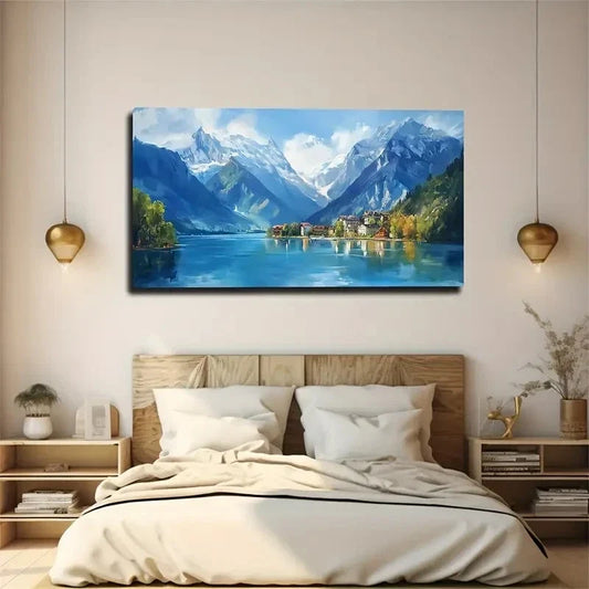 Lakeside House Bring Wall Art Canvas Office Home Room Framed 120x60cm