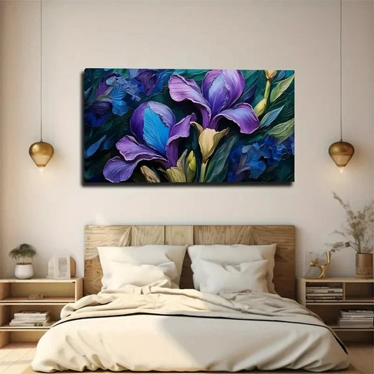 Elegant Blue And Purple Wall Art Canvas Office Home Room Framed 120x60cm