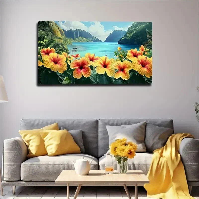 Lush Mountains And Cliffs Wall Art Canvas Office Home Room Framed 120x60cm