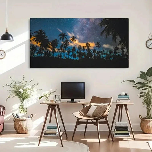 Tropical Palm Trees Landscape Wall Art Canvas Office Home Room Framed 120x60cm