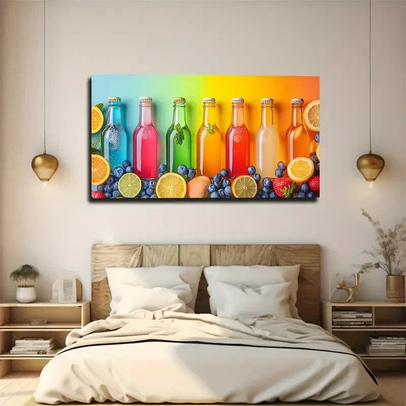 Different Colors Liquid Fruits Wall Art Canvas Office Home Room Framed 120x60cm