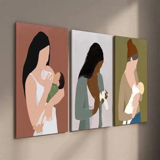 3pcs Breastfeeding & Women's Health Wall Art Set Canvas Framed 40x60cm - High Quality Print 100% Australian Made Wall Canvas Ready to Hang