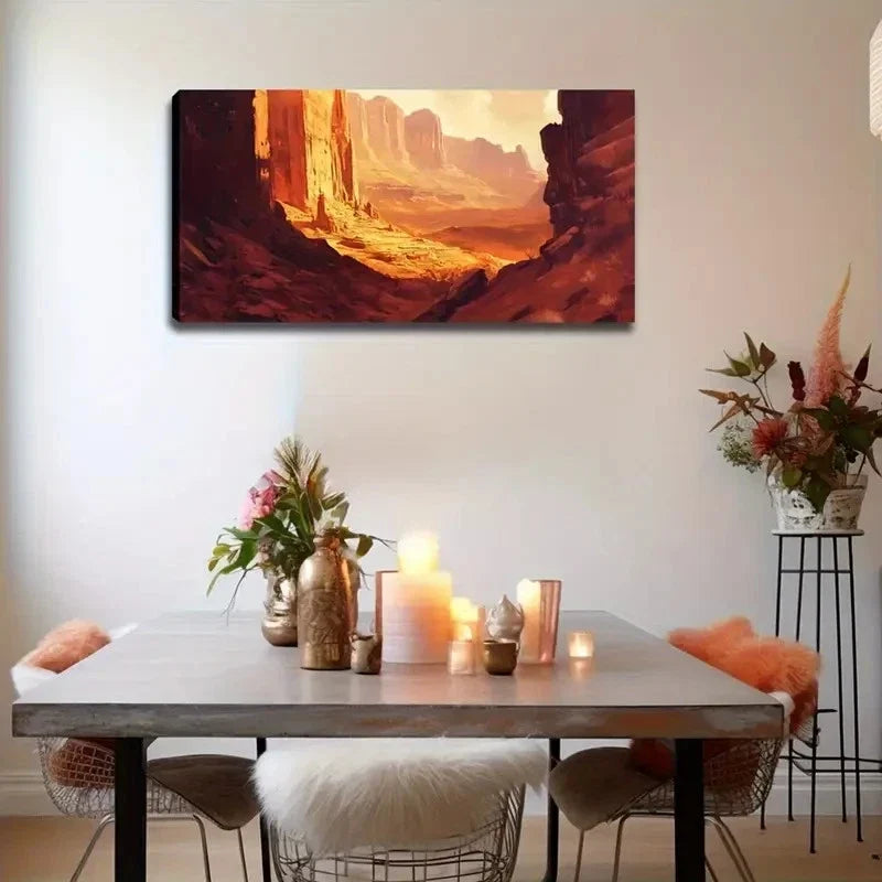 Abstract Desert Canyon Lands Wall Art Canvas Office Home Room Framed 120x60cm