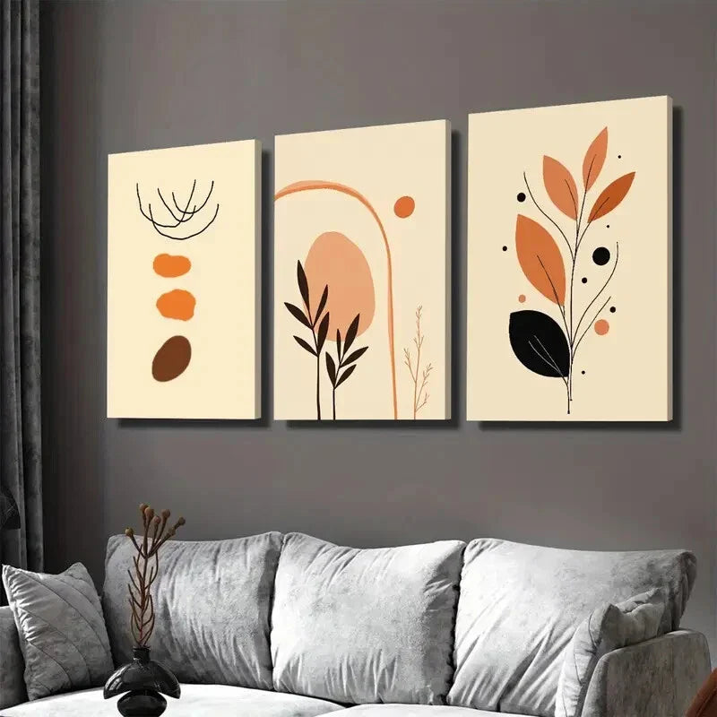 3pcs Modern Abstract Boho Style Paintings Wall Art Set Canvas Framed 40x60cm - High Quality Print 100% Australian Made Wall Canvas Ready to Hang