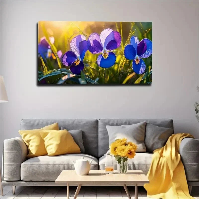 Elegant Dark Purple Orchid Wall Art Canvas Office Home Room Framed 80x45cm