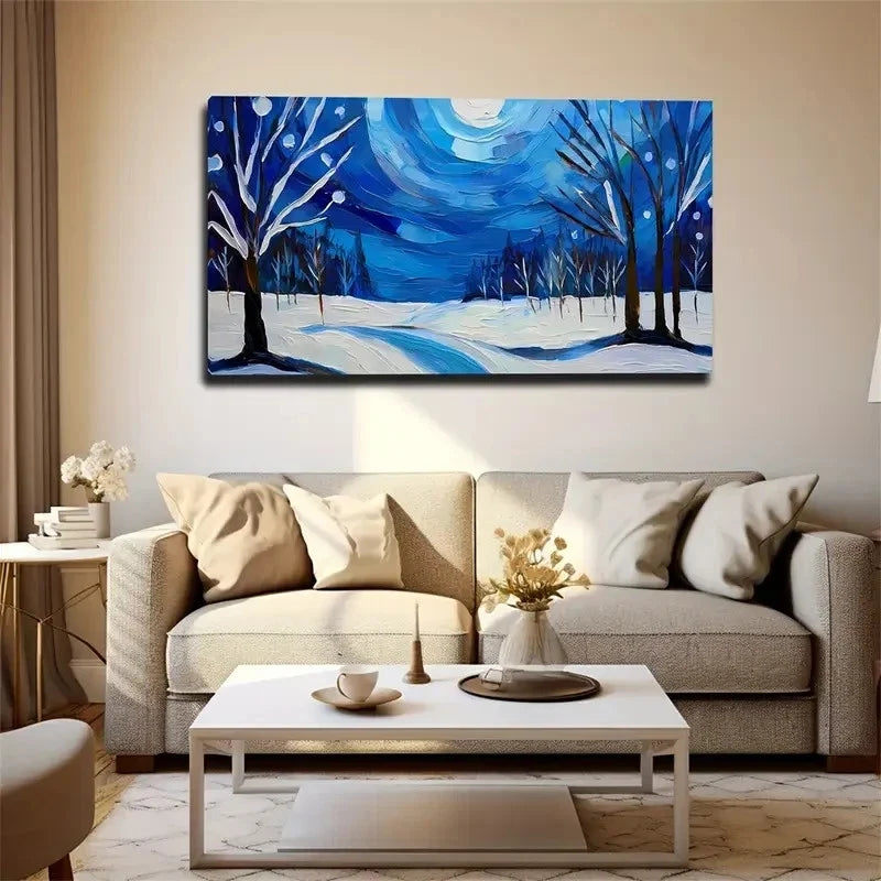 Winter Snow Landscape Wall Art Canvas Office Home Room Framed 80x45cm