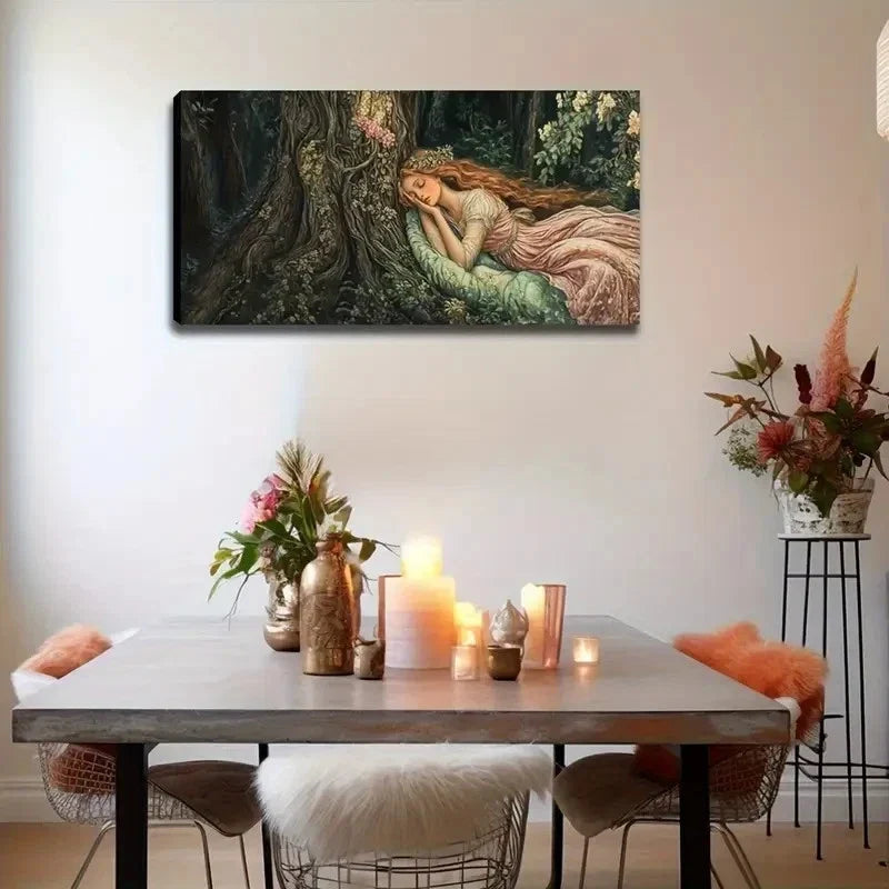 Enchanting Sleeping Woman Wall Art Canvas Office Home Room Framed 120x60cm