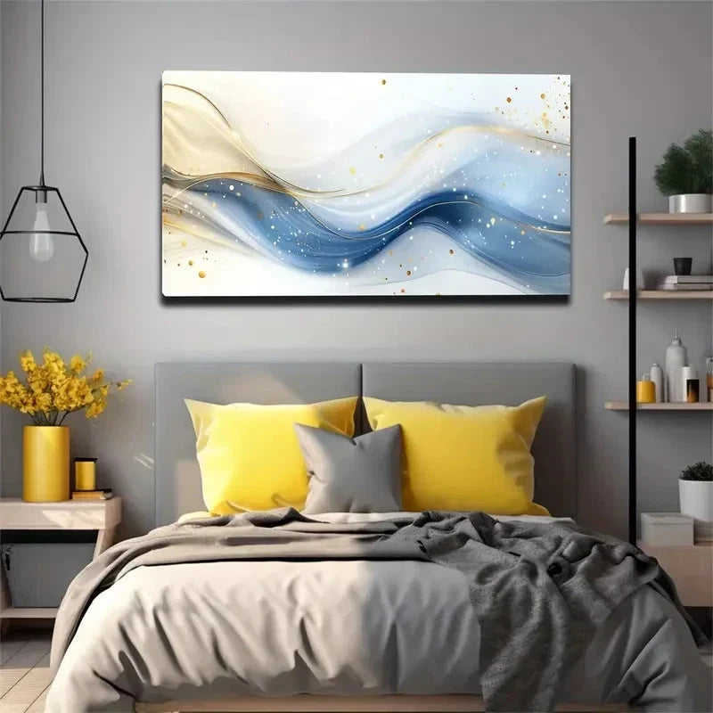 Modern Bohemian Abstract Wavy Wall Art Canvas Office Home Room Framed 120x60cm