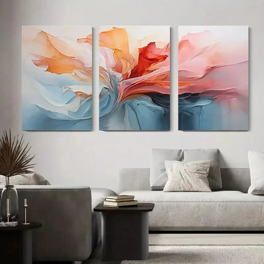 3pcs Abstract Fluid Soft Gradient Color Metal Print Ready to Hang Art