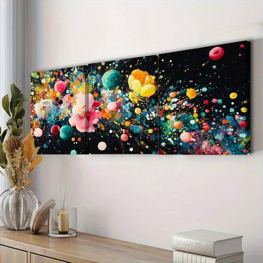 3pcss Modern Art Deco Colorful Explosion Design Wall Art Set Canvas Framed 40x60cm - High Quality Print 100% Australian Made Wall Canvas Ready to Hang