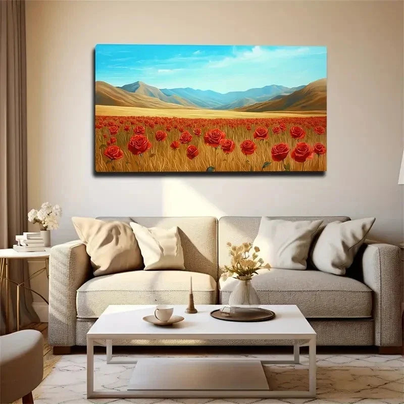 Golden Field Suitable Scenes Wall Art Canvas Office Home Room Framed 80x45cm