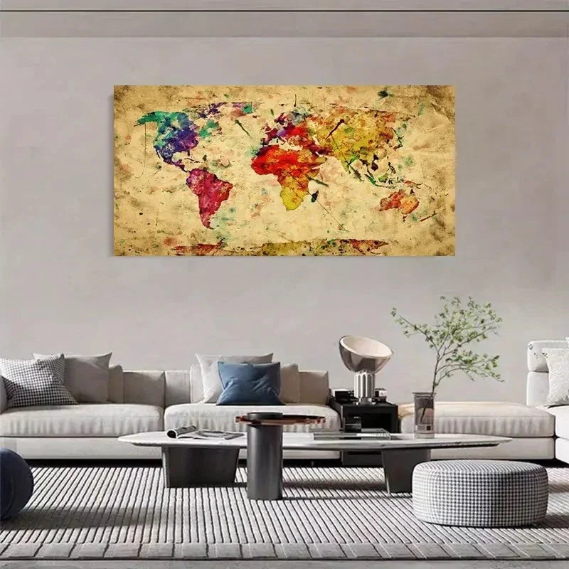 Geographical Location Decor Wall Art Canvas Office Home Room Framed 80x45cm